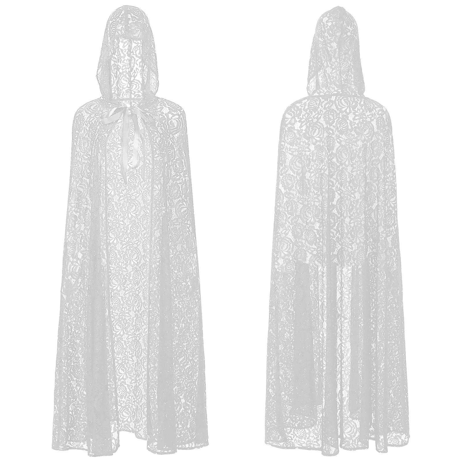 Long hooded lace cape