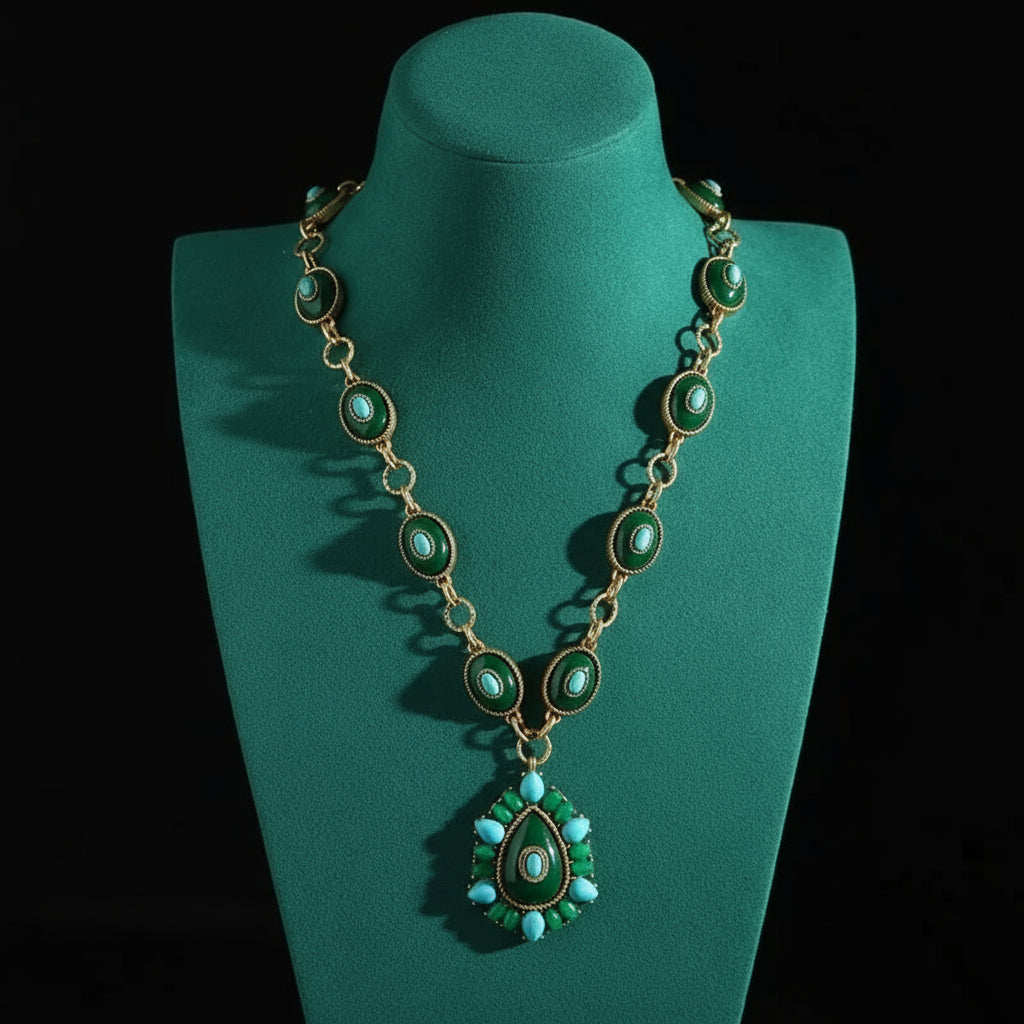 Vintage natural stone pendant necklace