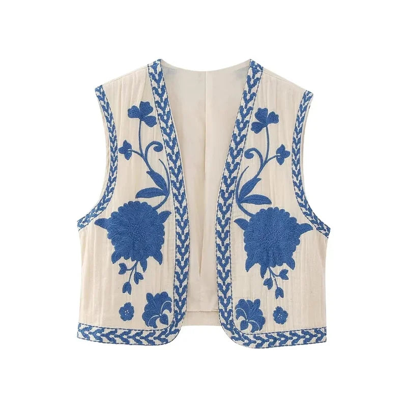 Open front floral vest