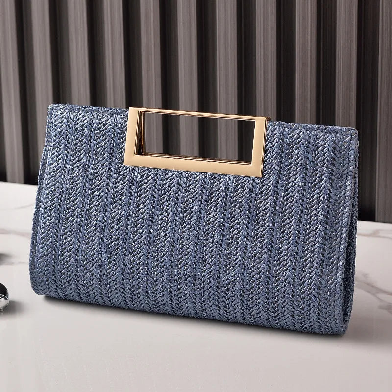 Straw minaudière crossbody bag