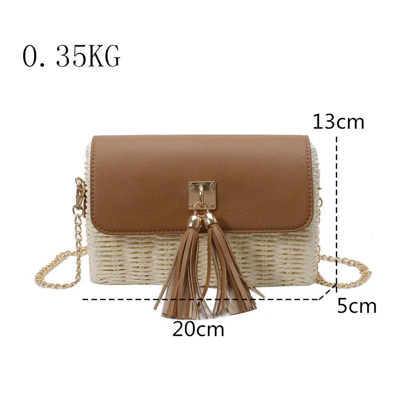 Woven straw shoulder bag