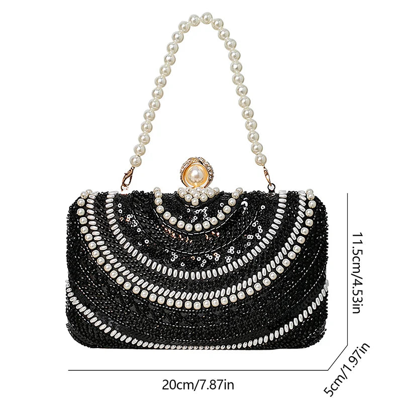 Pearl & diamond beaded minaudière bag
