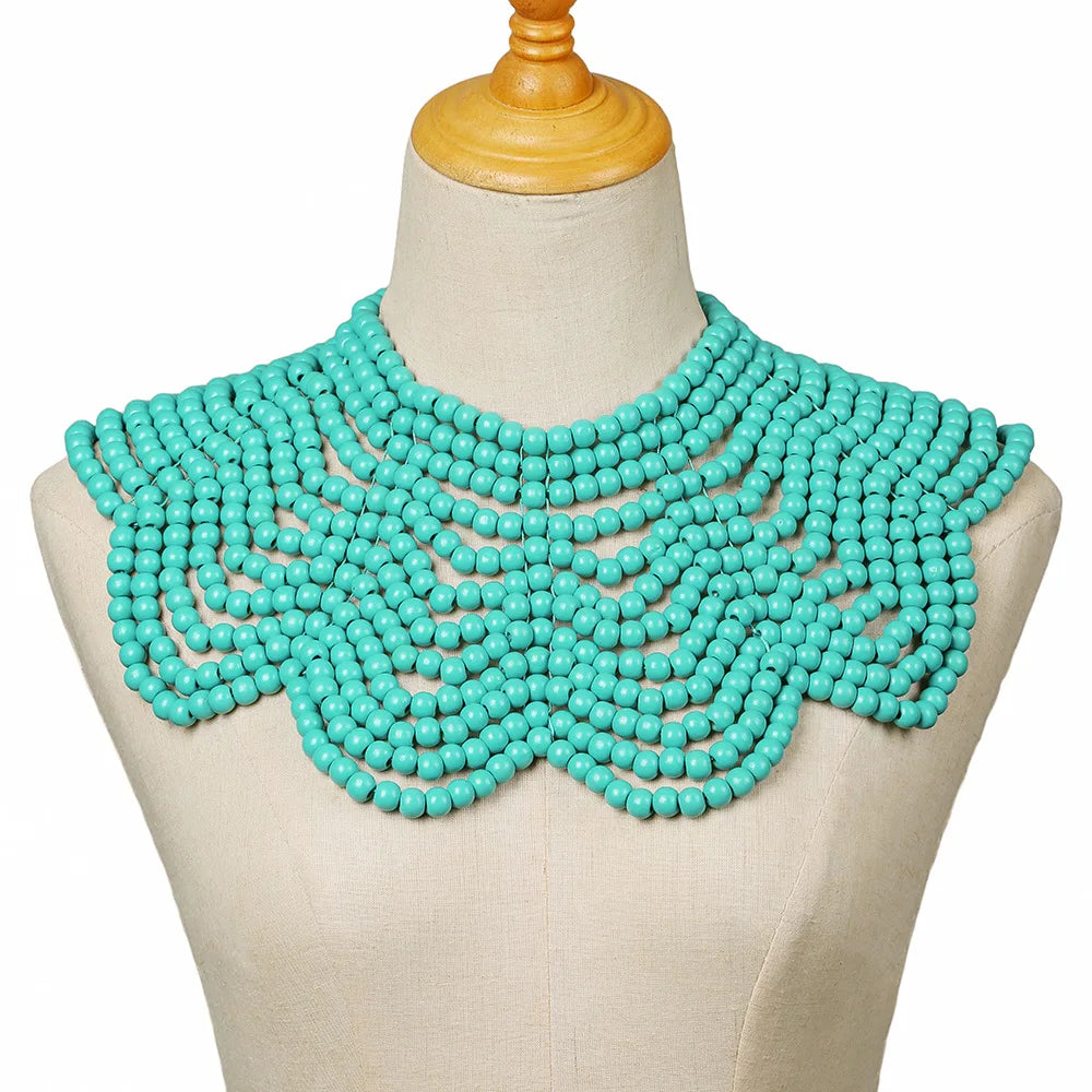 Beaded layered collar necklace