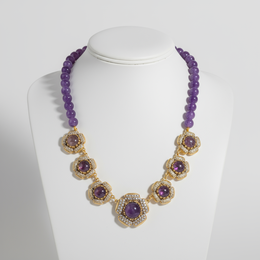 Vintage natural stone pendant necklace