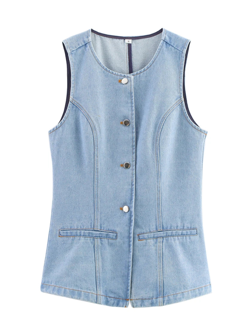 Casual denim vest