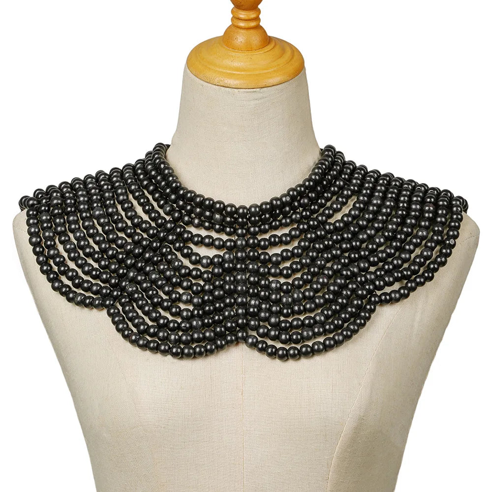 Beaded layered collar necklace