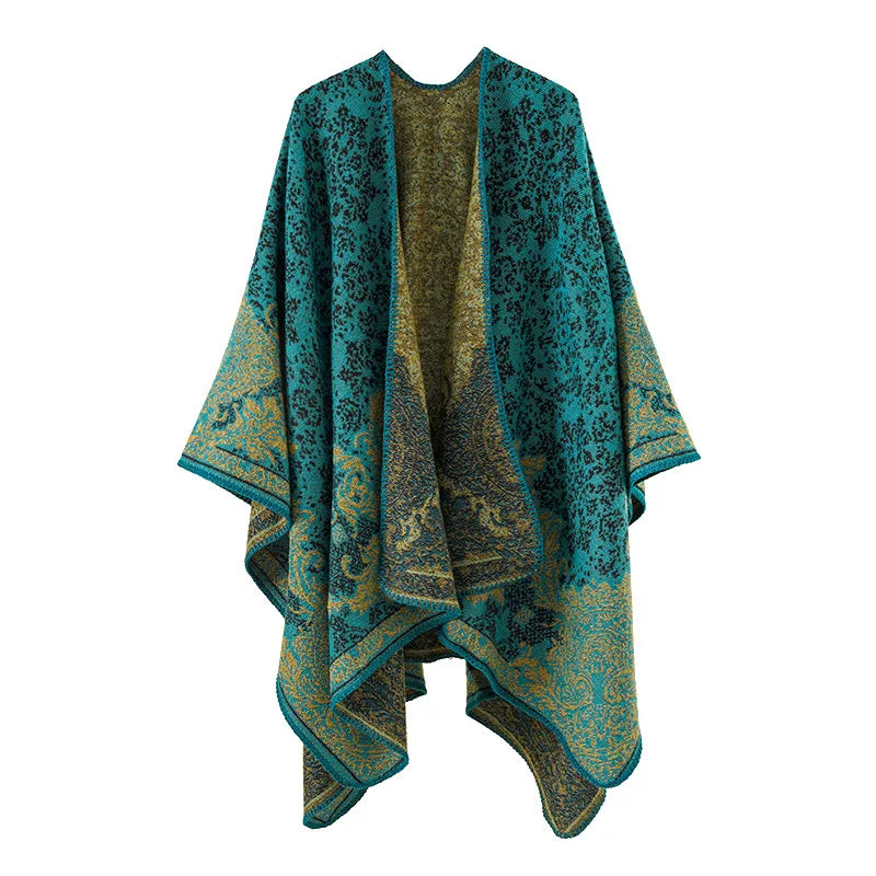 Printed poncho shawl
