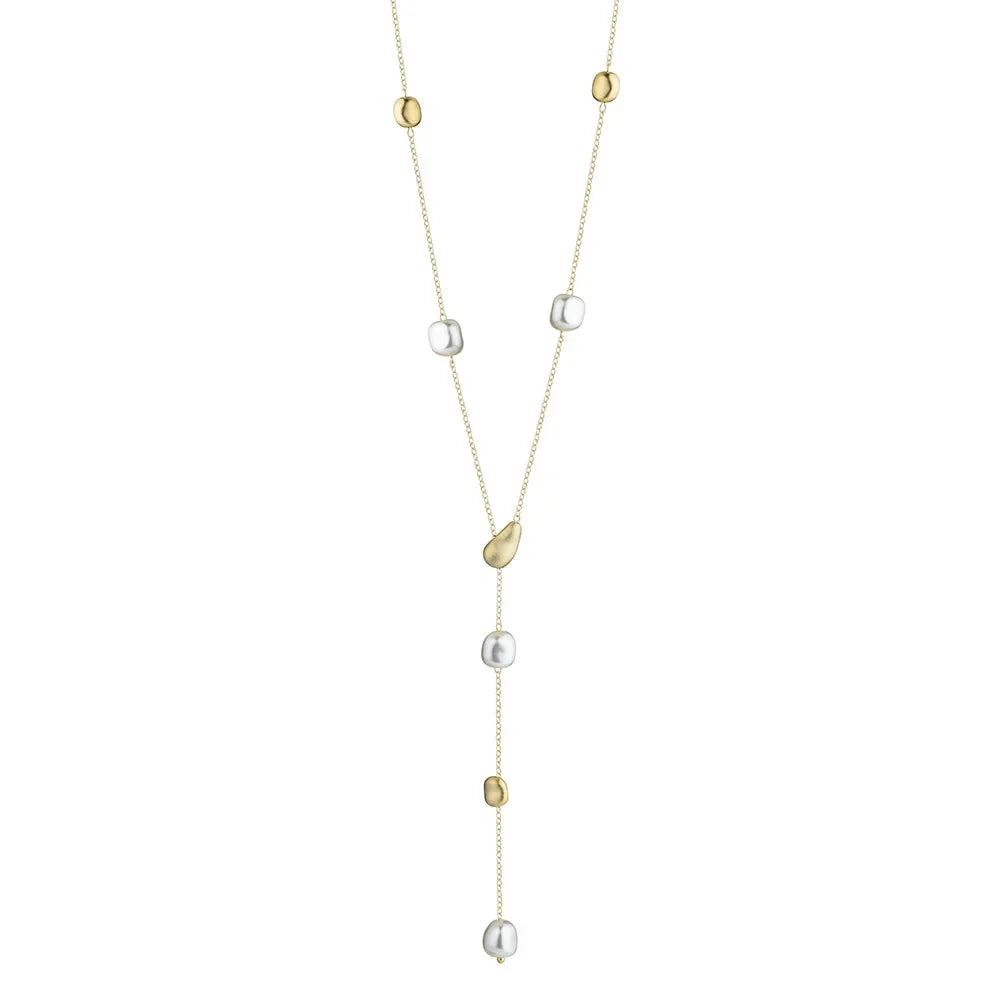 Long pearl chain necklace