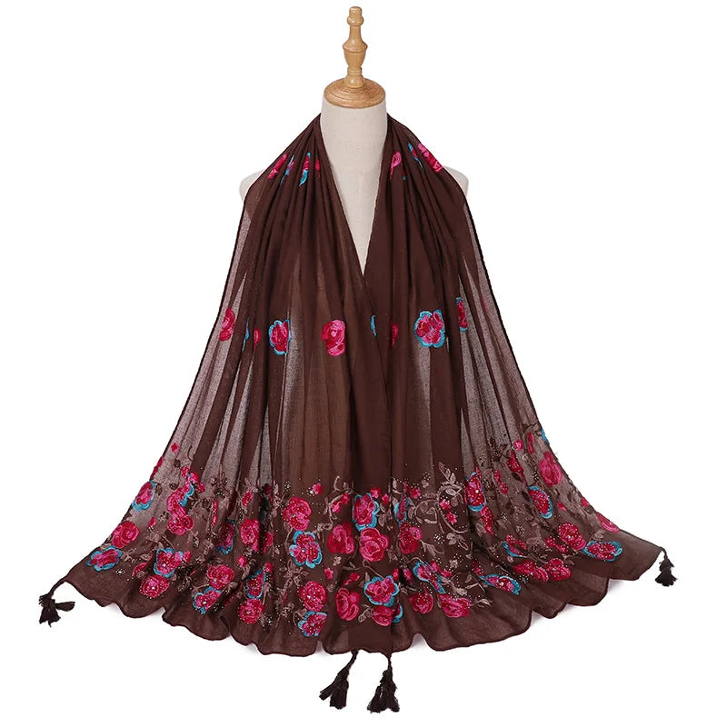 Embroidered hijab scarf