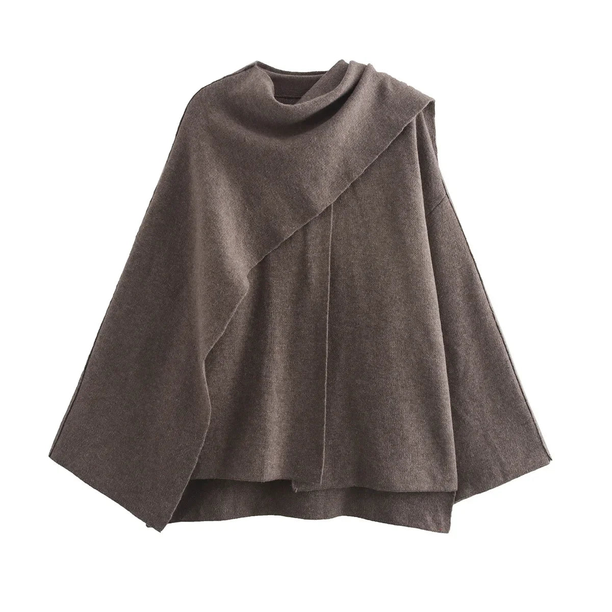 Asymmetrical poncho-style coat