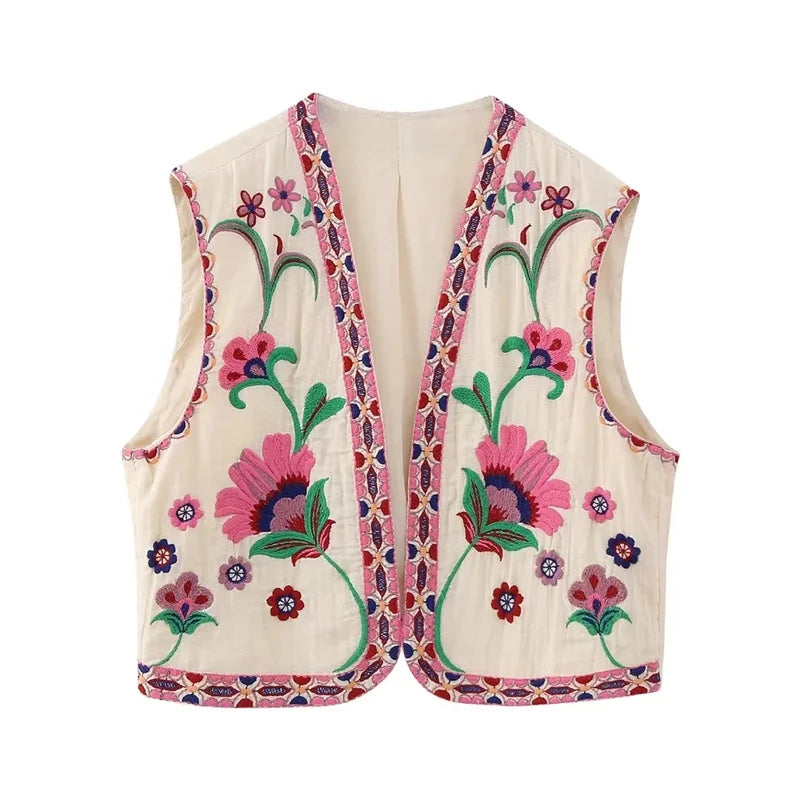 Open front floral vest