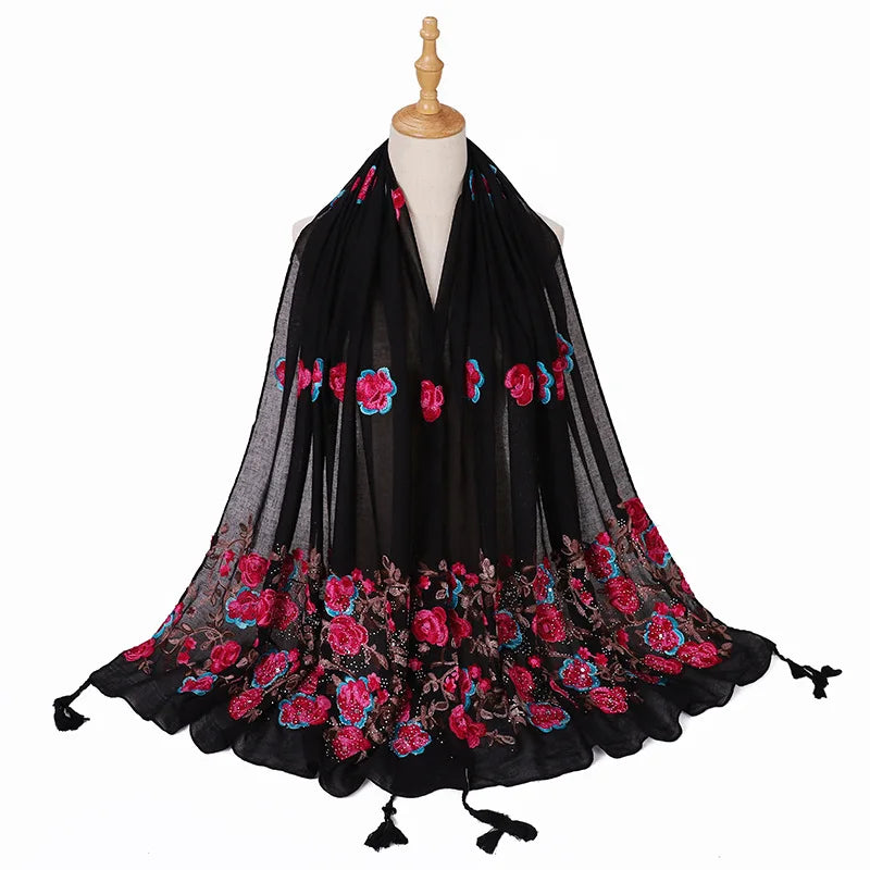Embroidered hijab scarf