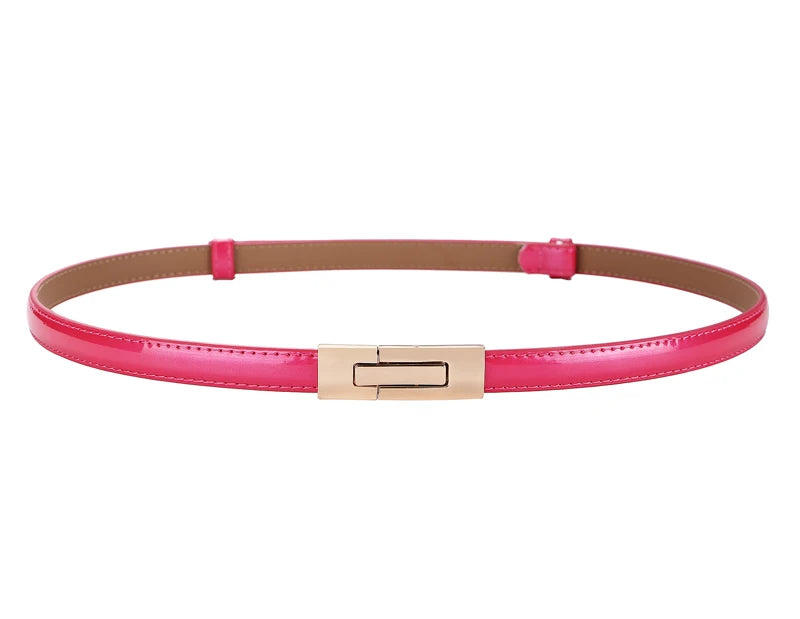 Adjustable skinny leather waist belt