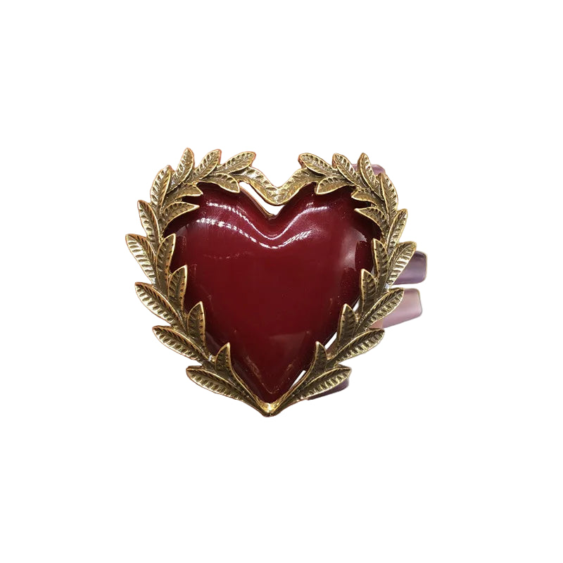Heart-shaped brooch & earrings set