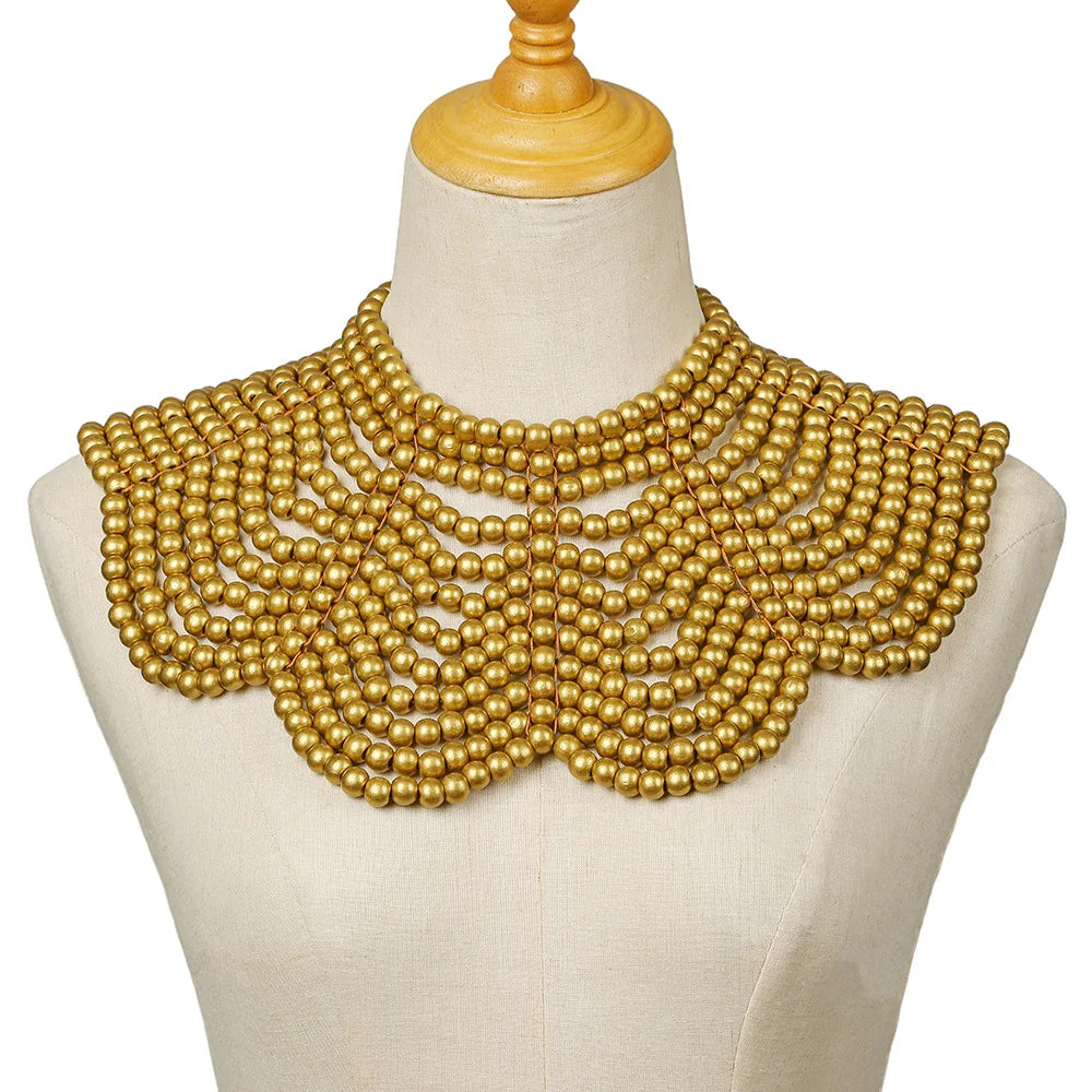Beaded layered collar necklace