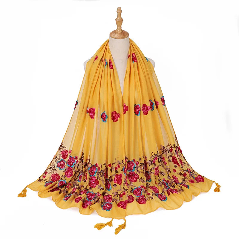 Embroidered hijab scarf