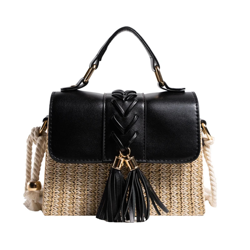 Woven straw crossbody bag