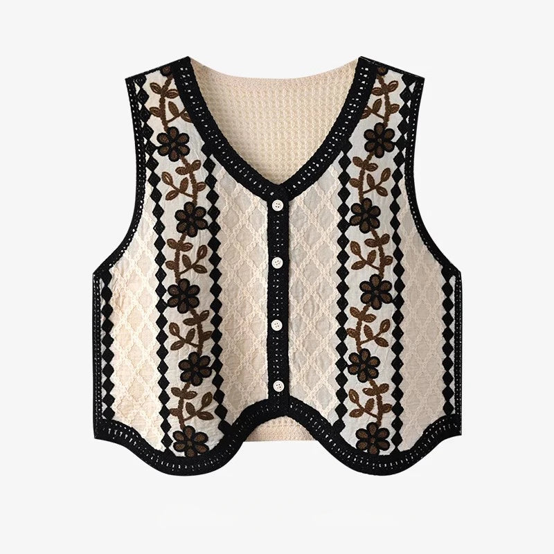 Floral embroidered knit vest