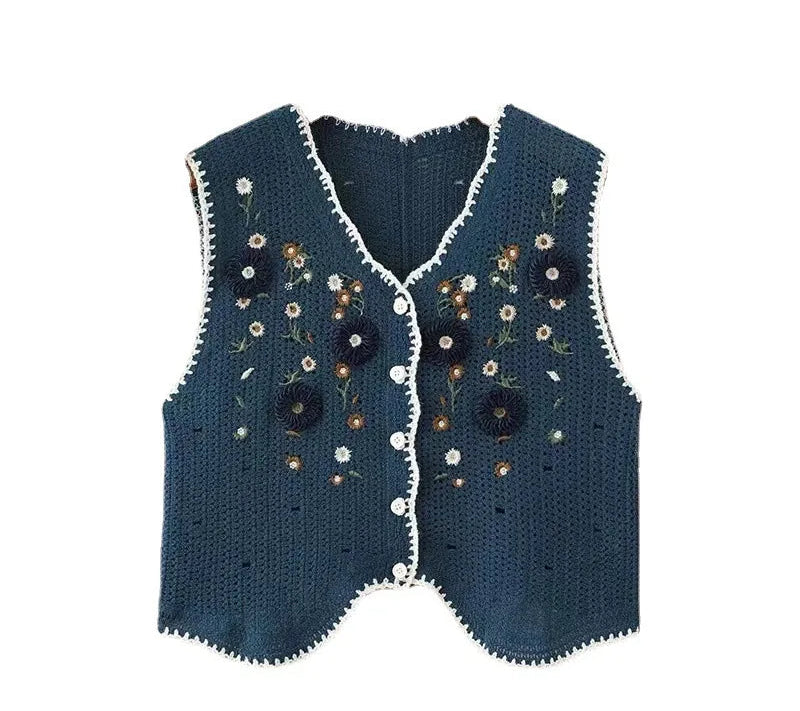 Floral embroidered vest
