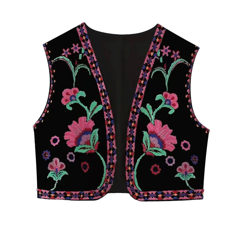 Open front floral vest