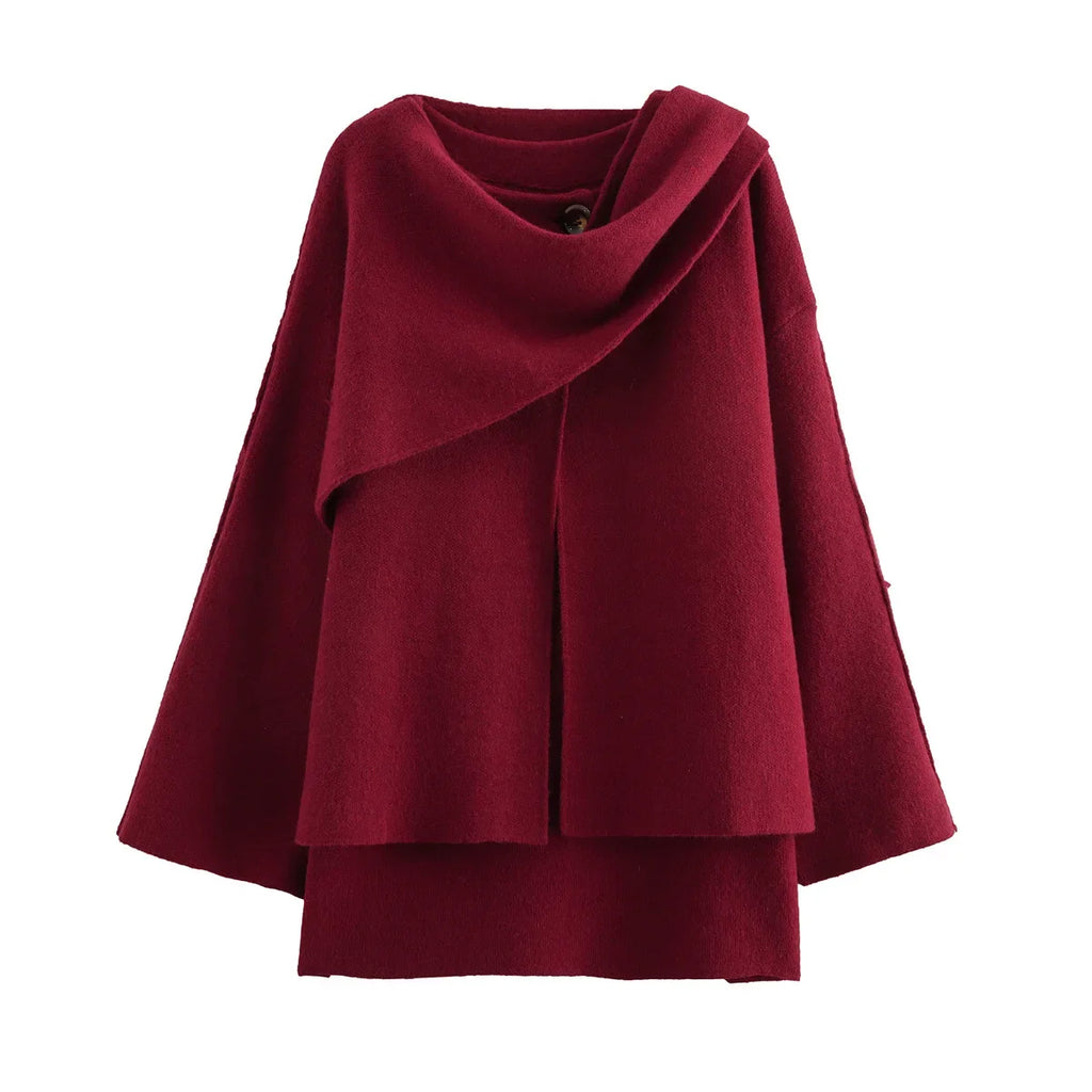 Asymmetrical poncho-style coat