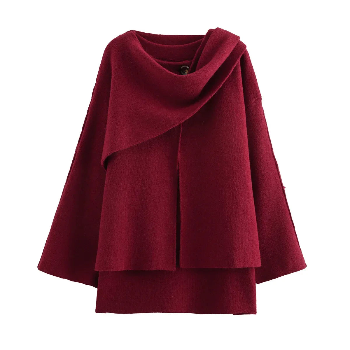 Asymmetrical poncho-style coat