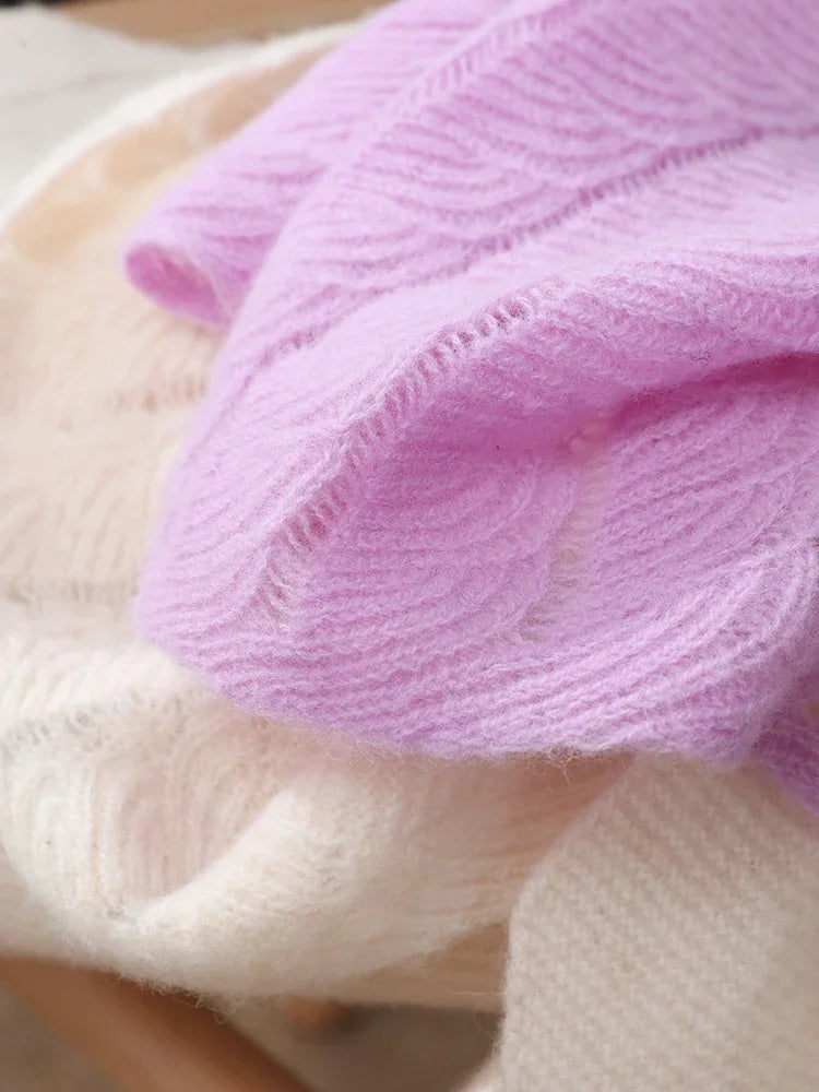 Pure wool knit shawl