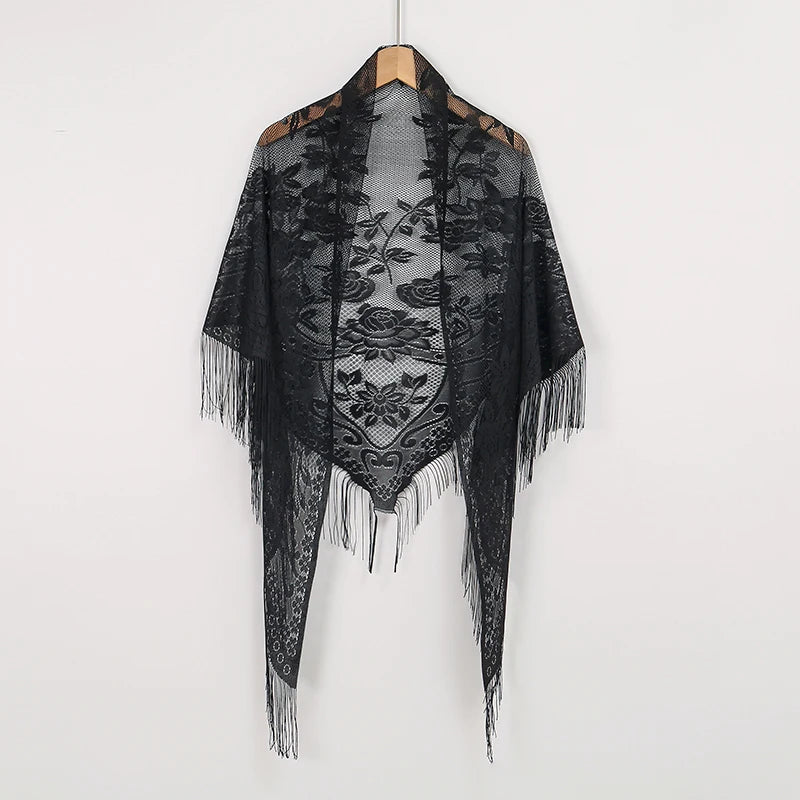 Floral embroidery shawl