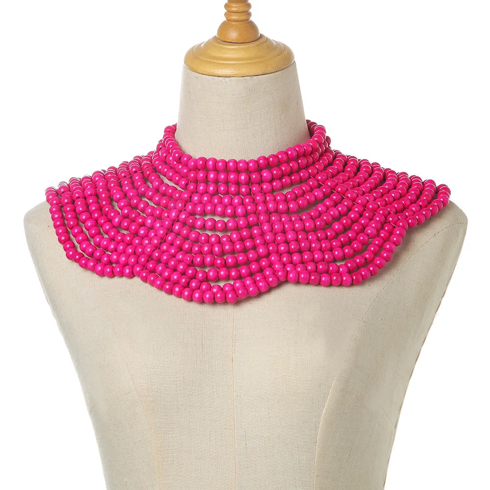 Beaded layered collar necklace