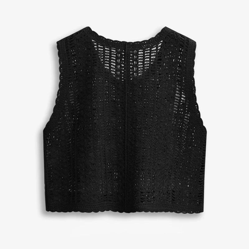 Embroidered crochet vest