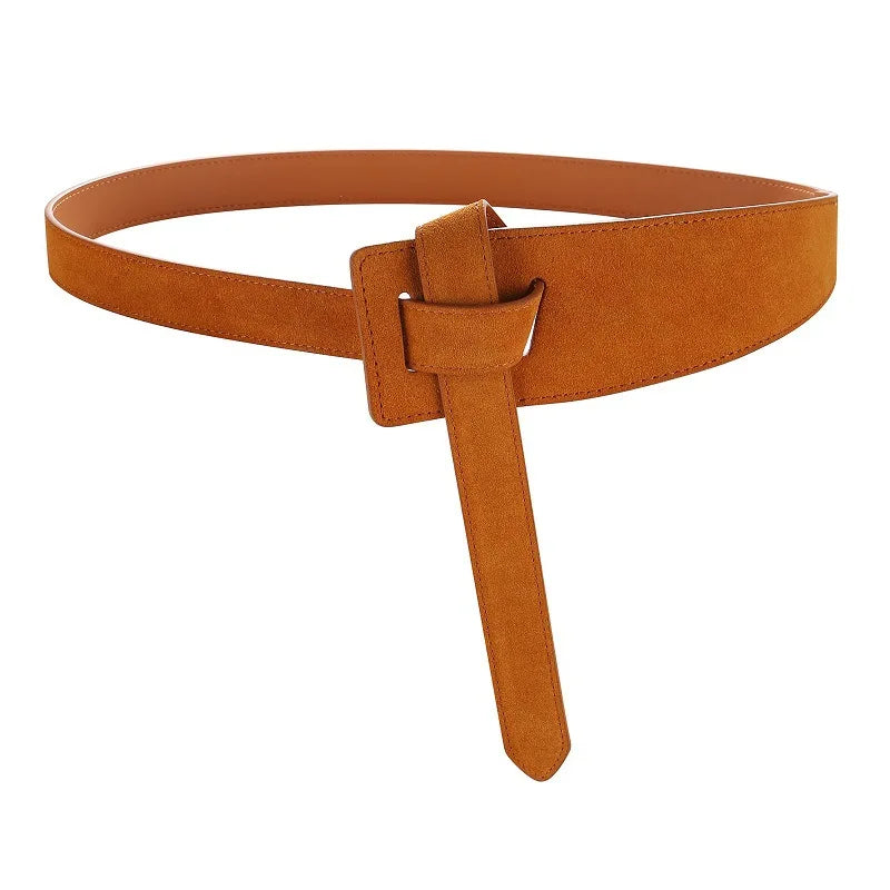 Genuine leather tie belt