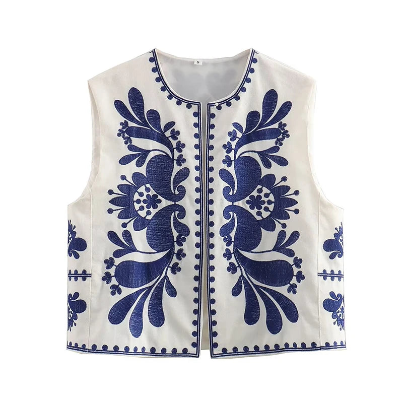 Casual embroidered vest