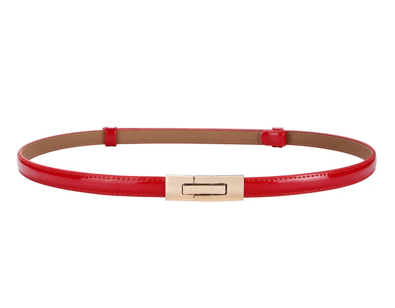 Adjustable skinny leather waist belt