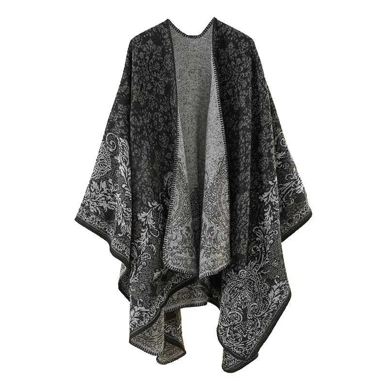 Printed poncho shawl