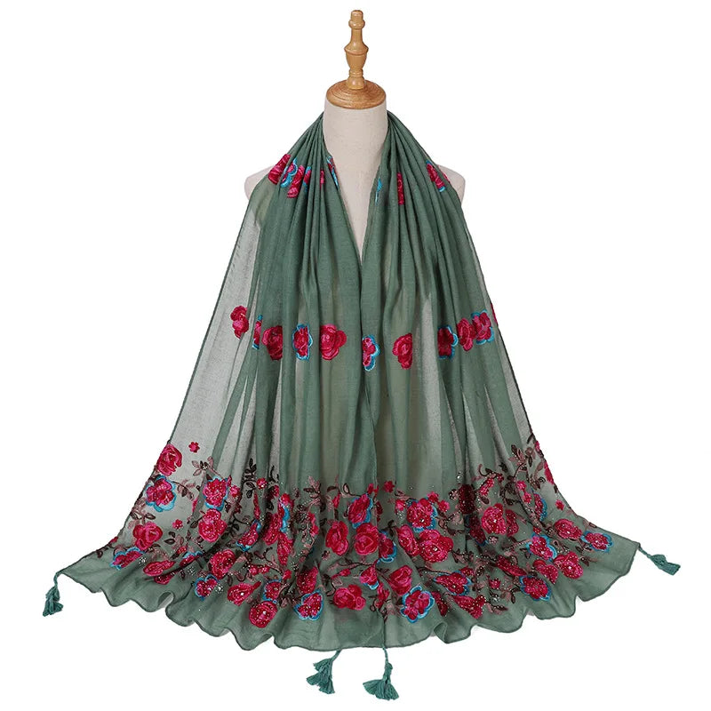 Embroidered hijab scarf