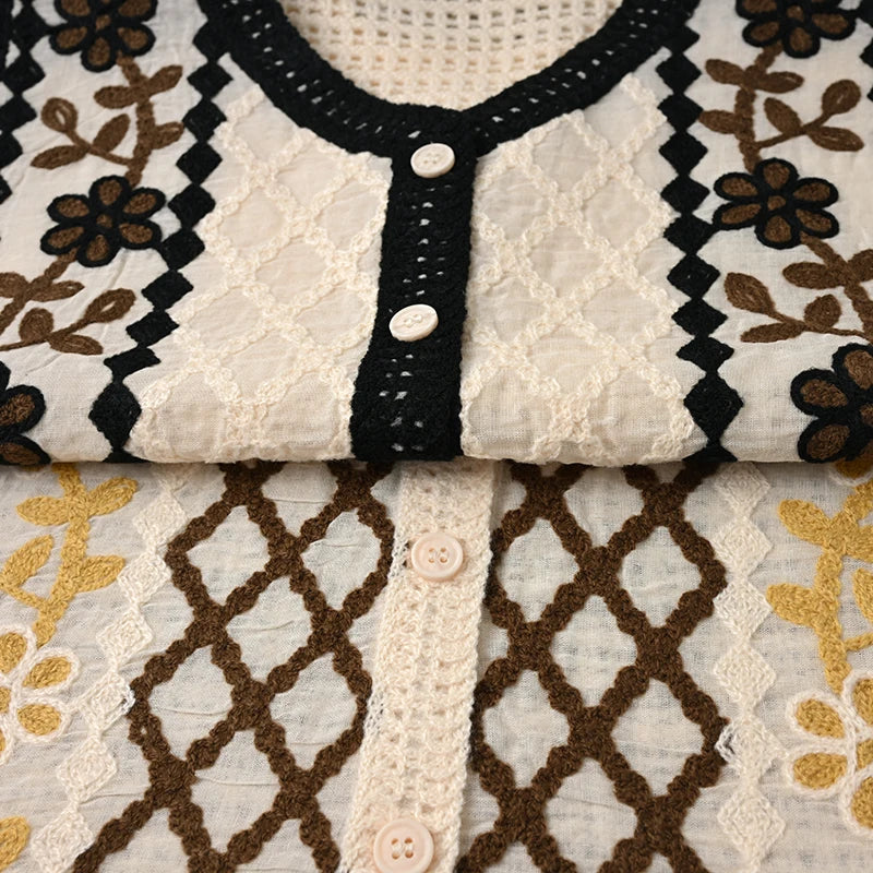 Floral embroidered knit vest