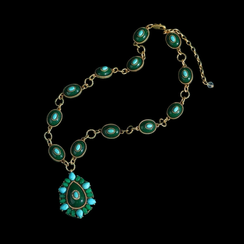 Vintage natural stone pendant necklace