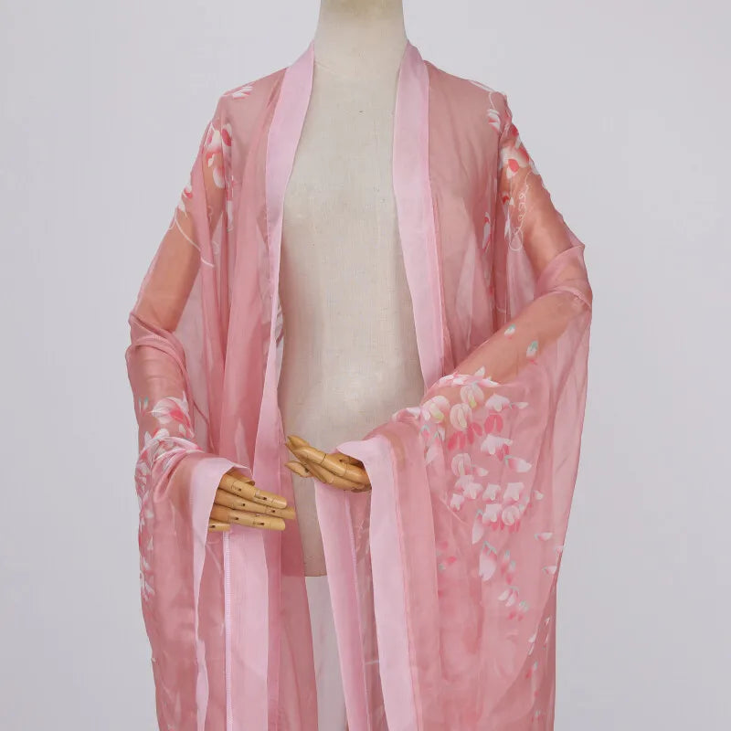 Printed big sleeve chiffon cloak