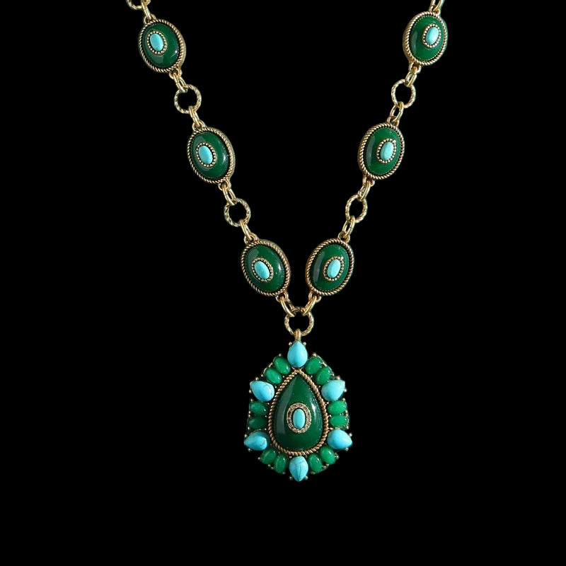 Vintage natural stone pendant necklace