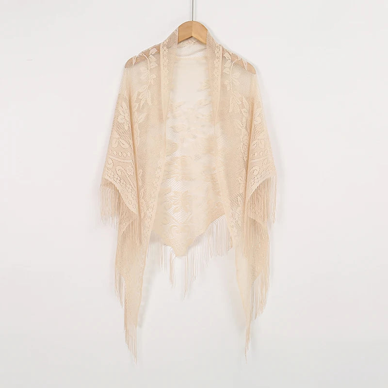 Floral embroidery shawl