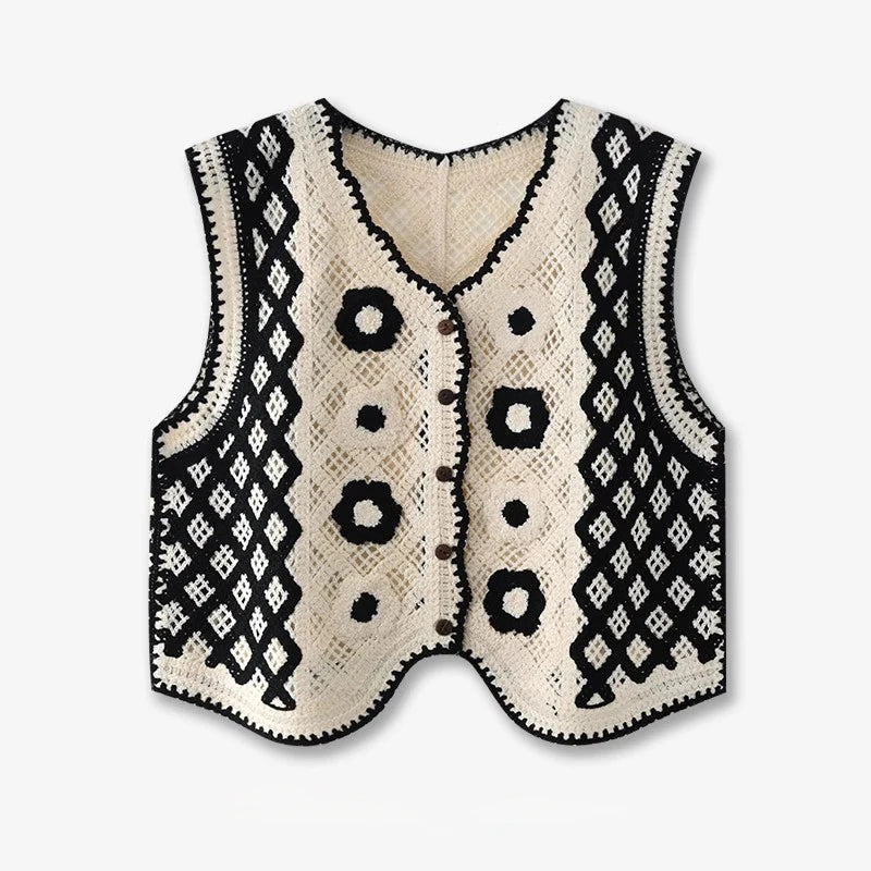 Embroidered knit vest