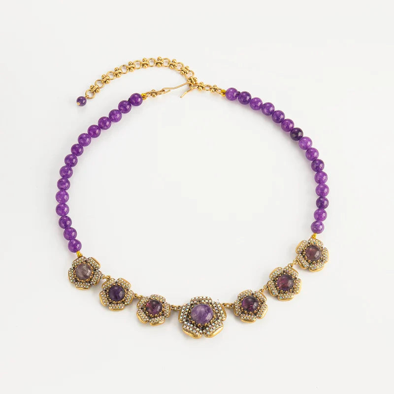 Vintage natural stone pendant necklace