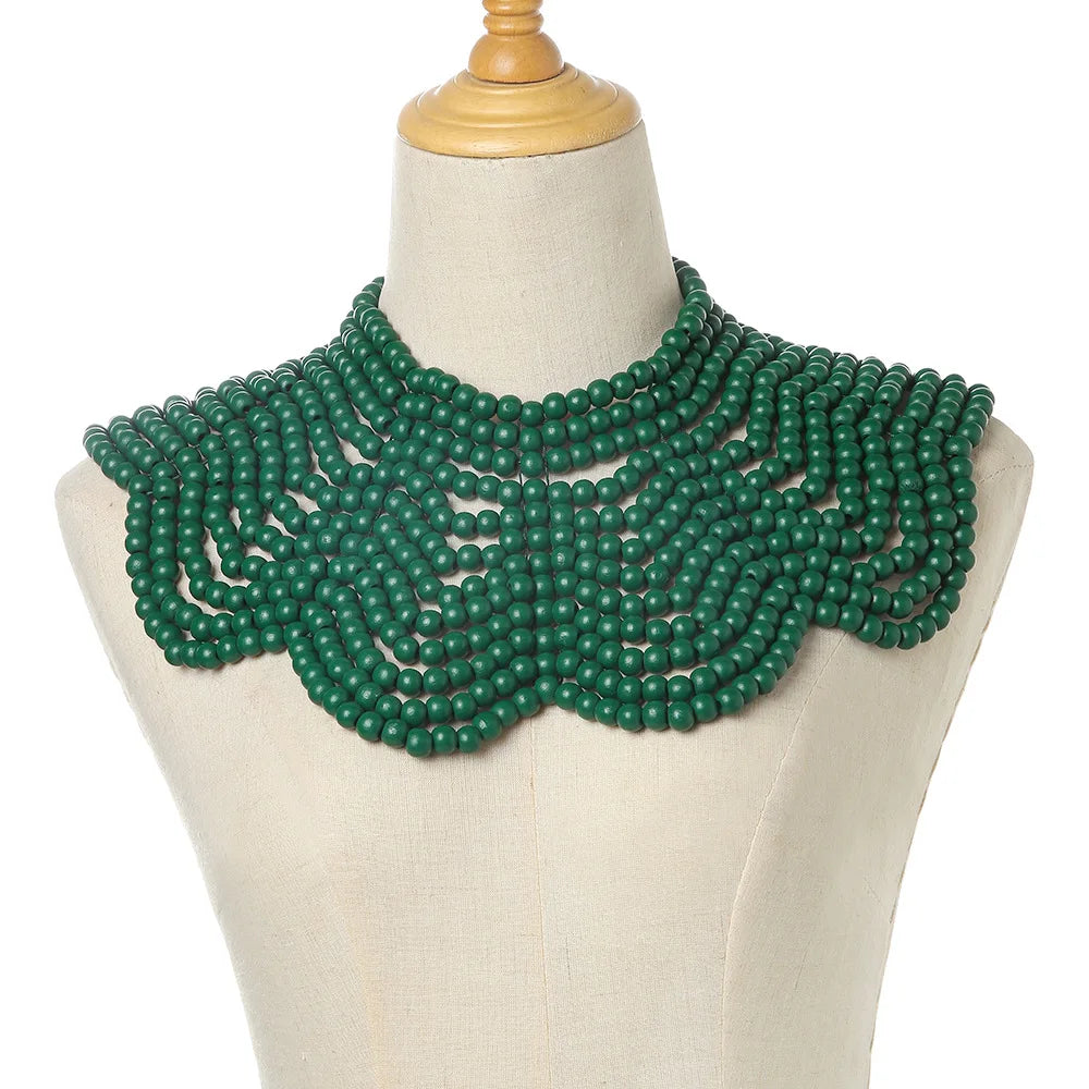 Beaded layered collar necklace