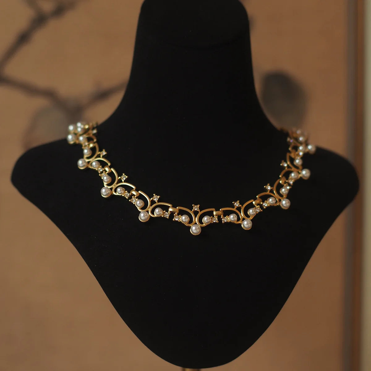 Vermeil gold-plated pearl necklace