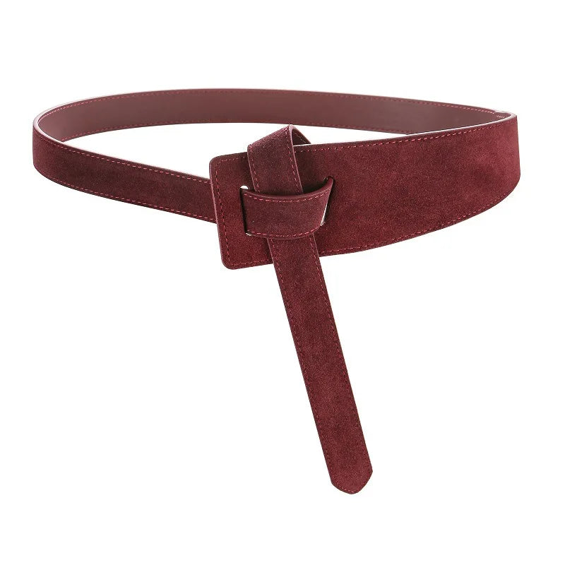 Genuine leather tie belt