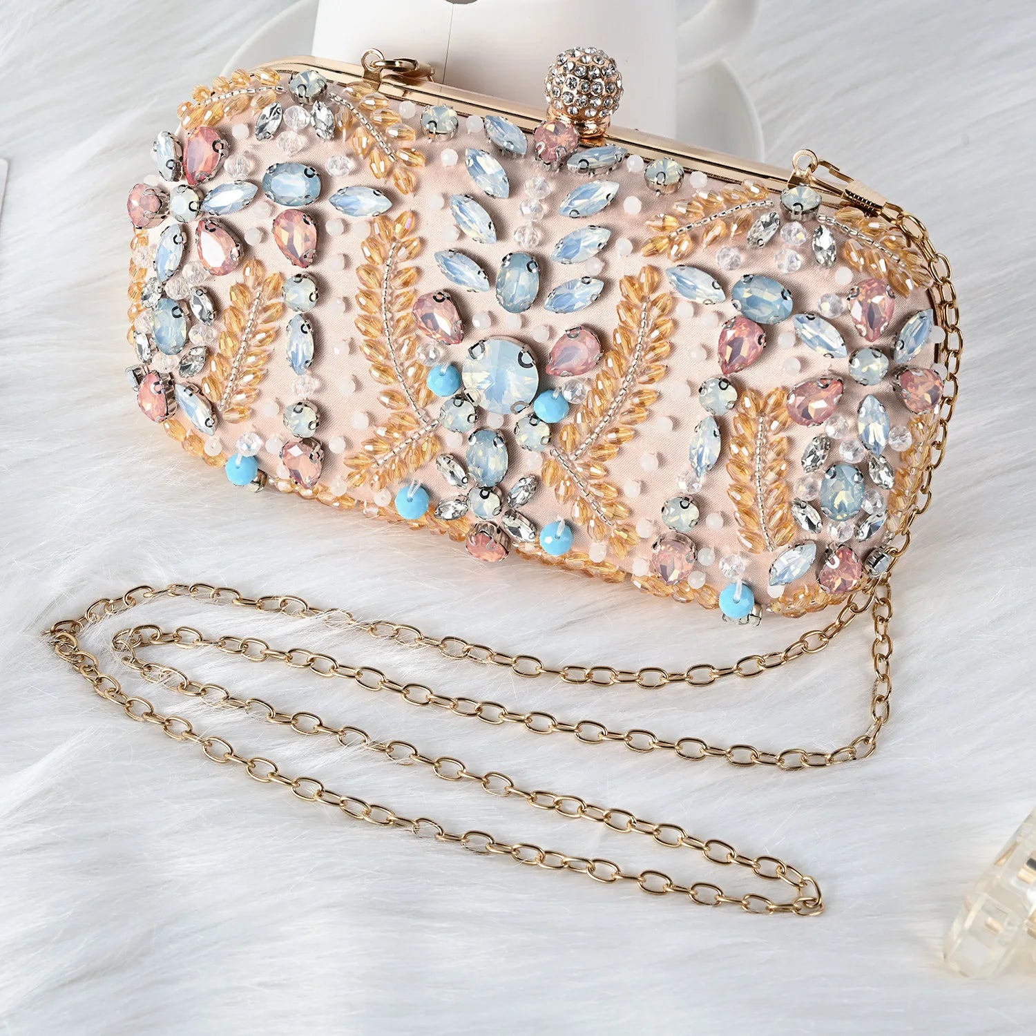 Silk minaudière evening bag