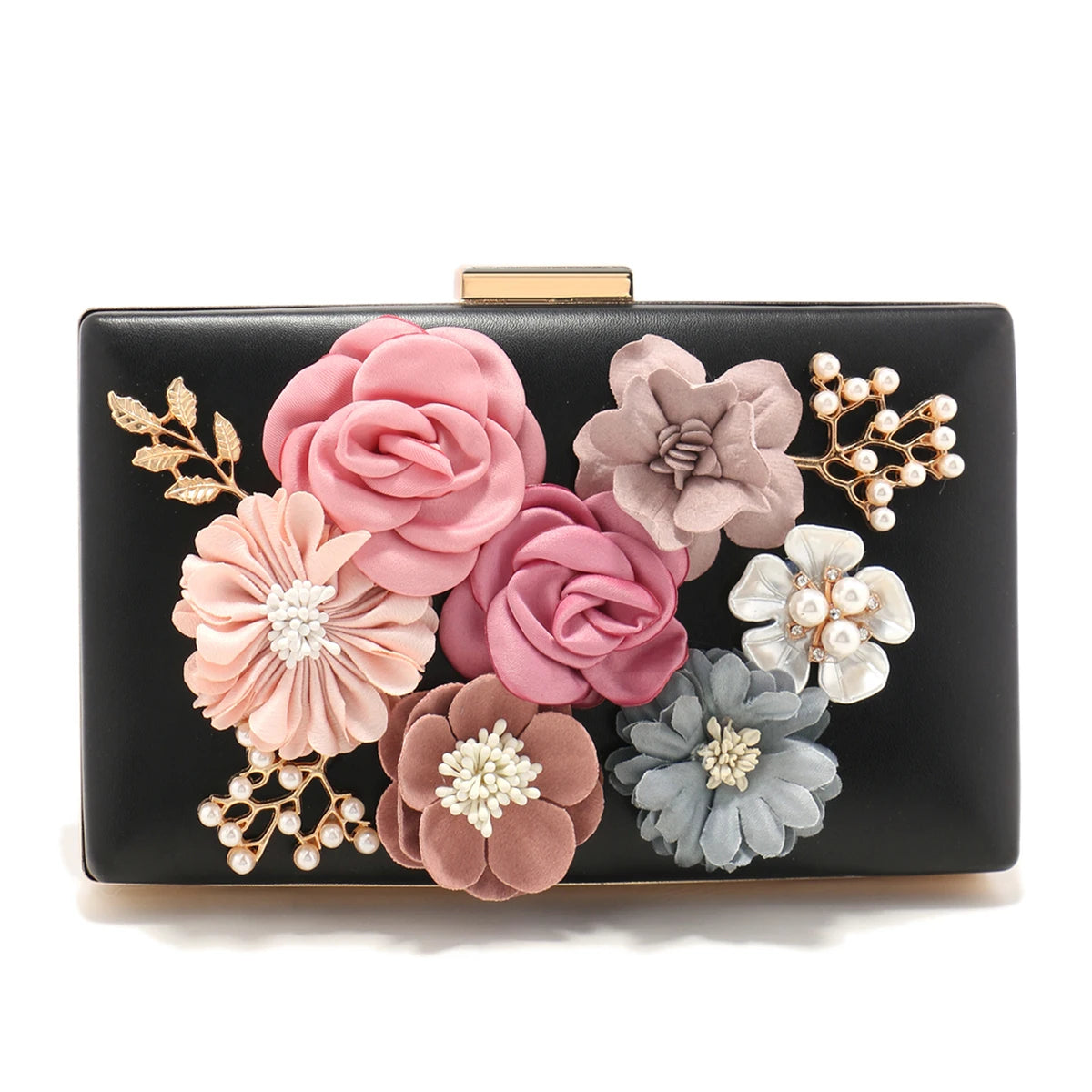 Handmade pearl & floral evening clutch