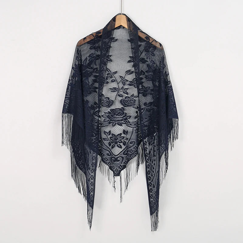 Floral embroidery shawl