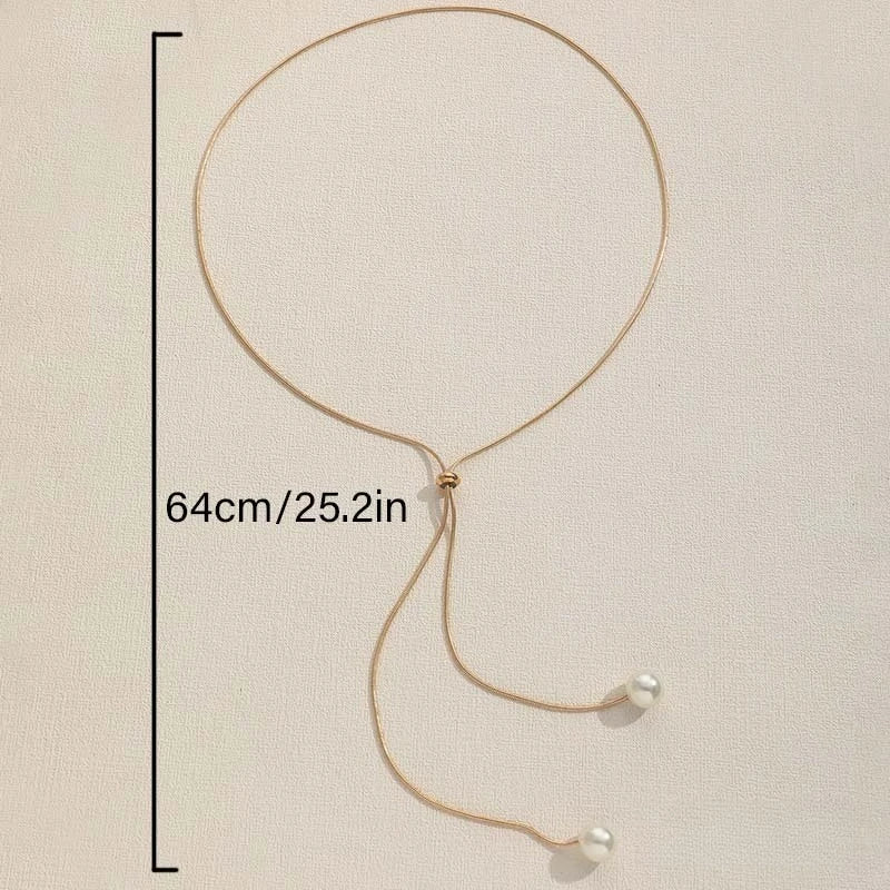 Long pearl pendant necklace