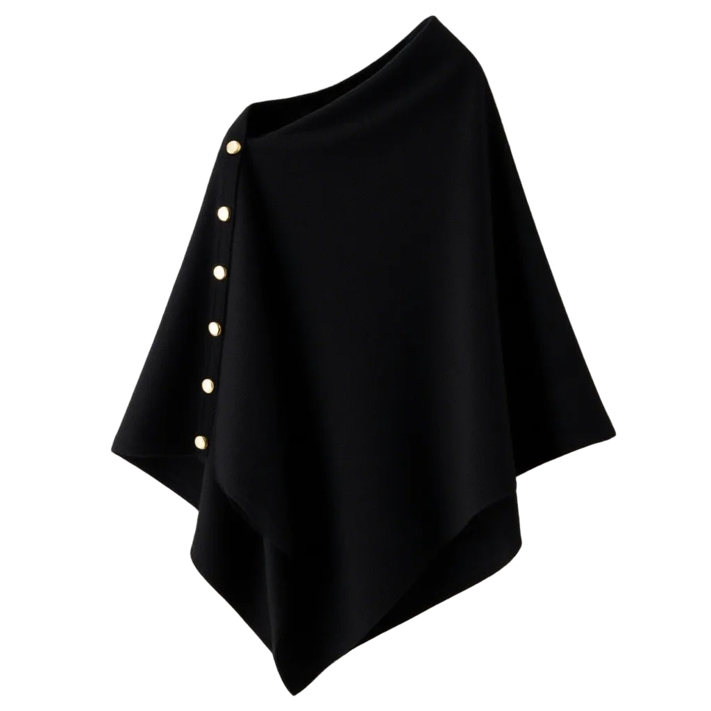 Poncho-inspired asymmetric shawl